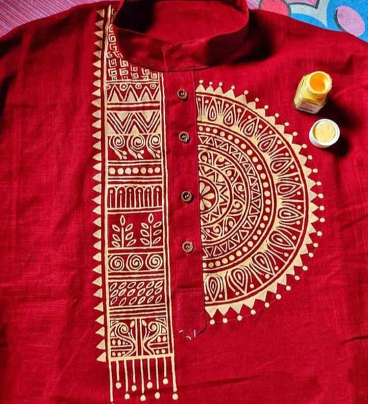 Men Solid Cotton Straight Kurta পাঞ্জাবি