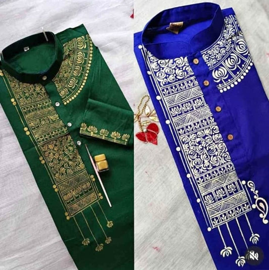 Men Solid Cotton Straight Kurta পাঞ্জাবি ( combo pack 2)