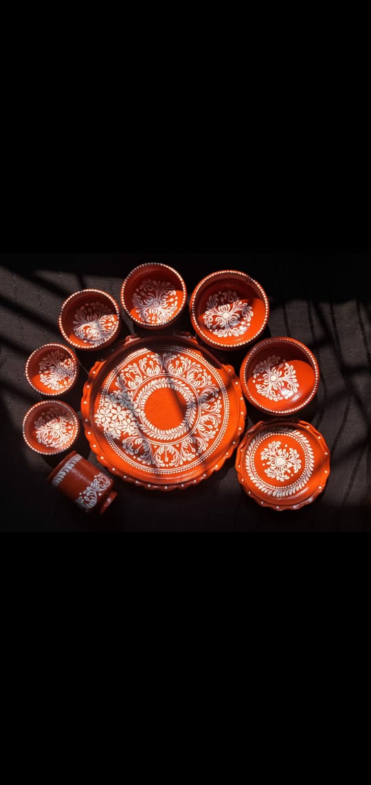 মাটির থালা বাটির সেট (Earthen Plate and Bowl Set)