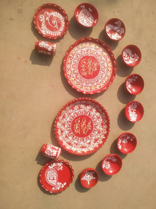 মাটির থালা বাটির সেট (Earthen Plate and Bowl Set)